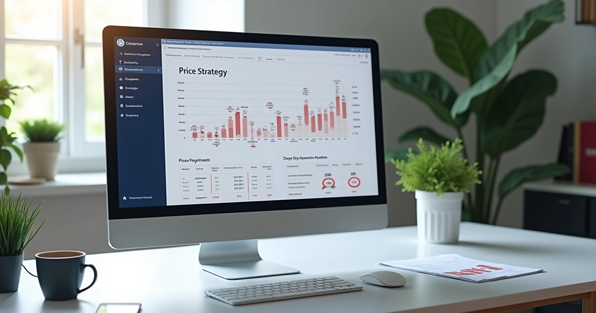 Gráfico de precificação digital em tela de computador 