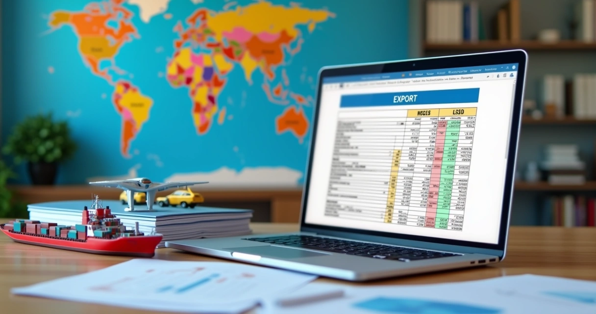 Planilha com cálculo de preços para exportação de mercadorias 