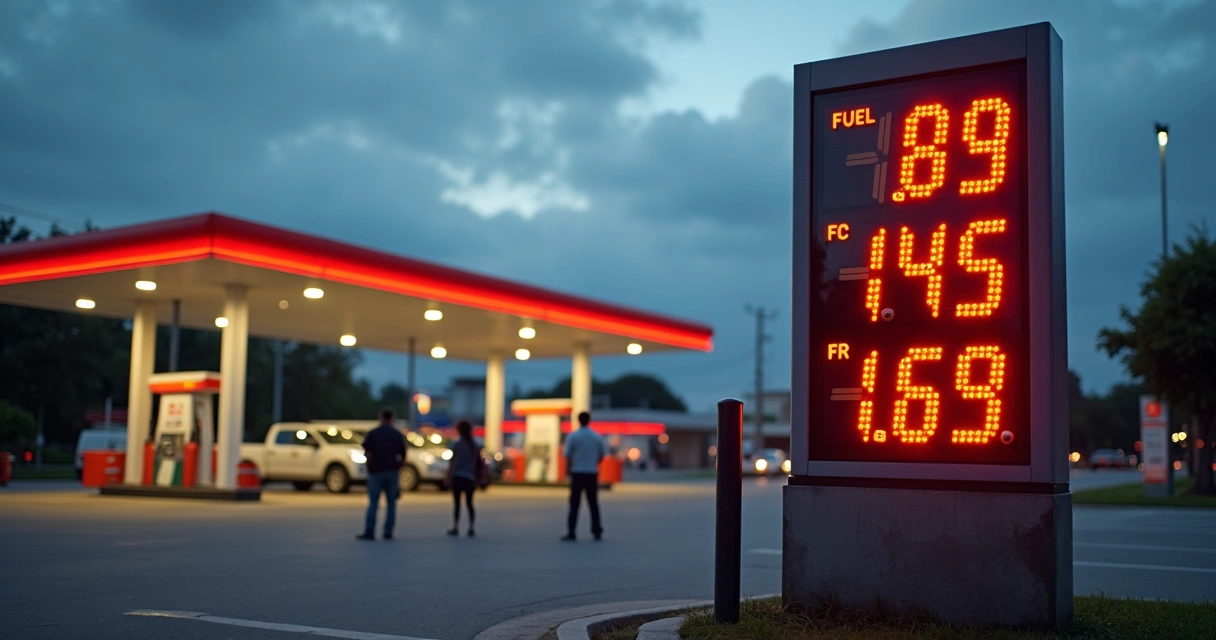 Painel de posto de combustível indicando aumento de preços na cidade 