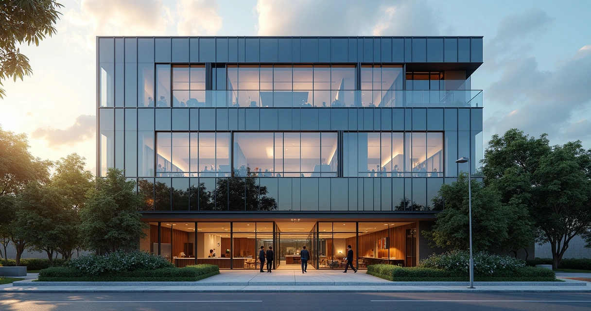 Prédio comercial moderno com fachada de vidro em Campinas 