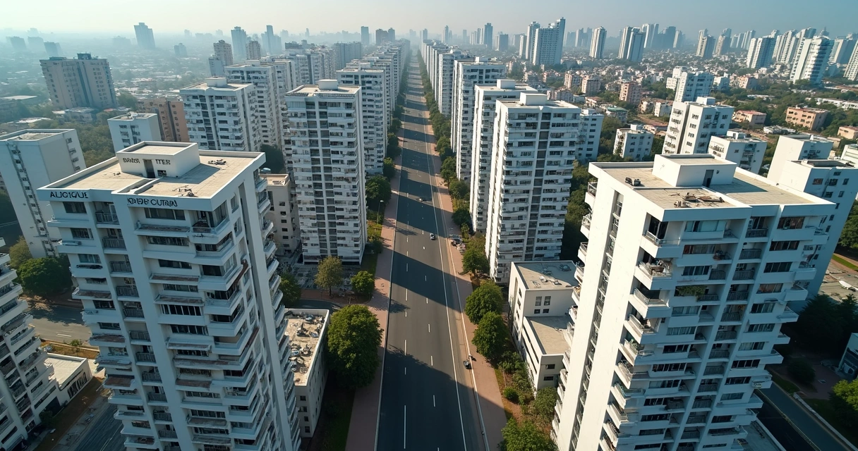 Predios residenciais e comerciais vistos de cima em uma cidade 