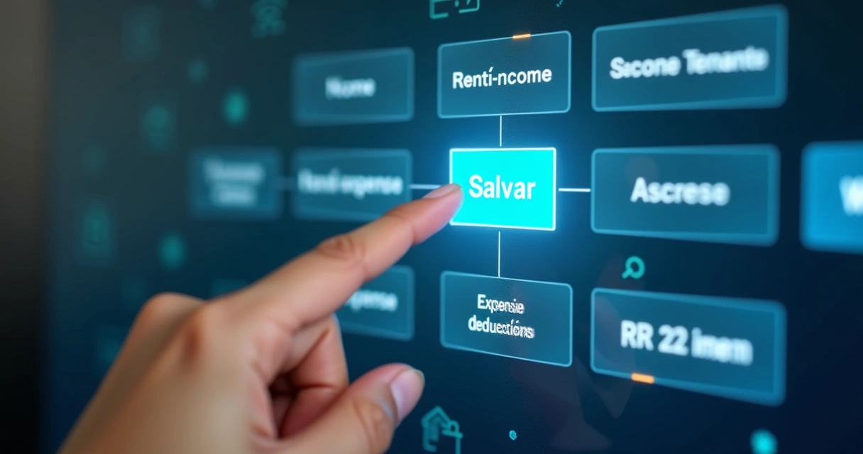 Tela de preenchimento digital do Carnê-Leão, com campos para valores e dados do imóvel. 