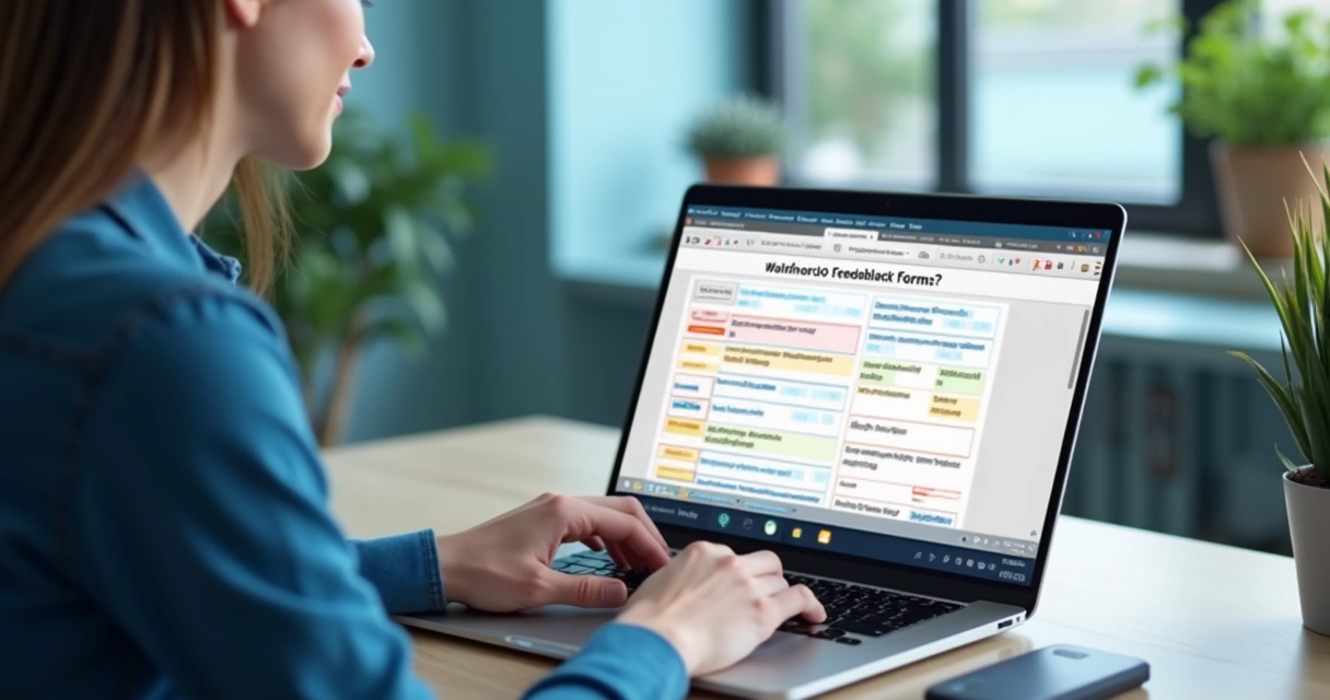 Pessoa preenchendo formulário online de feedback 