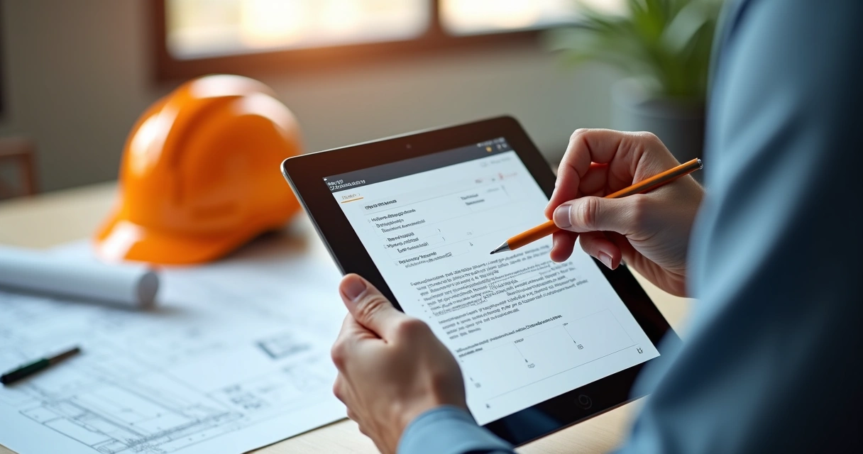 Profissional preenchendo formulário digital de ART em tablet 