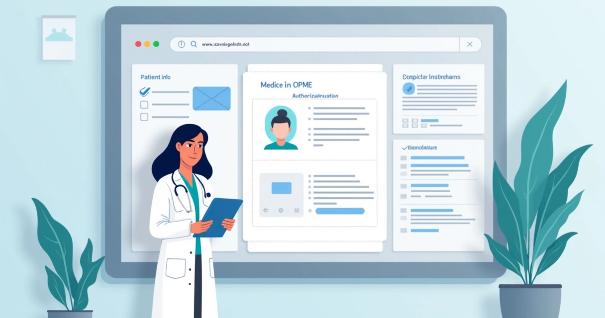 Preenchimento digital de guia OPME em interface limpa e organizada 