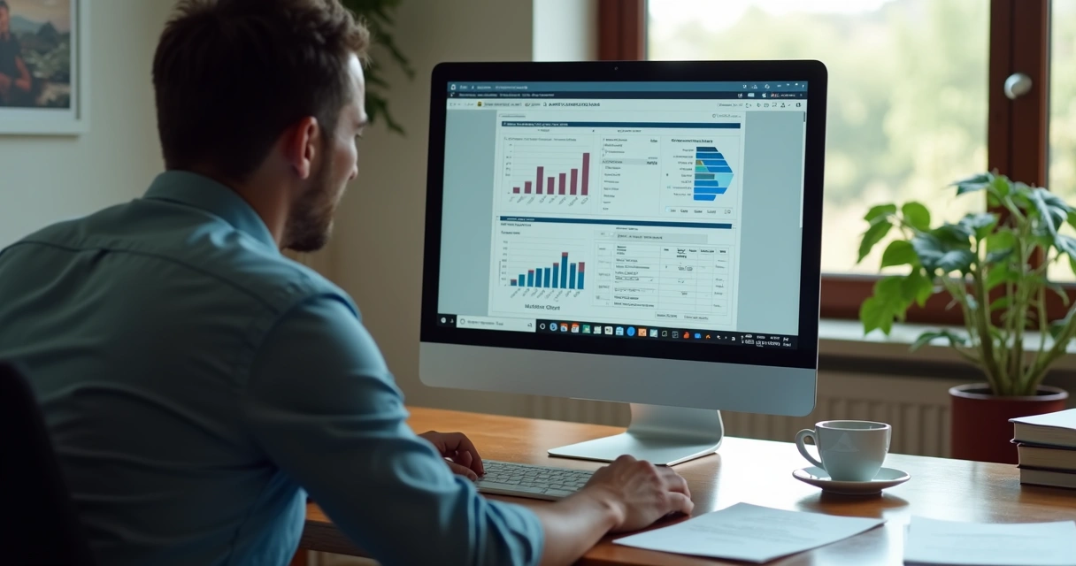 Pessoa preenchendo declaração de imposto de renda no computador 