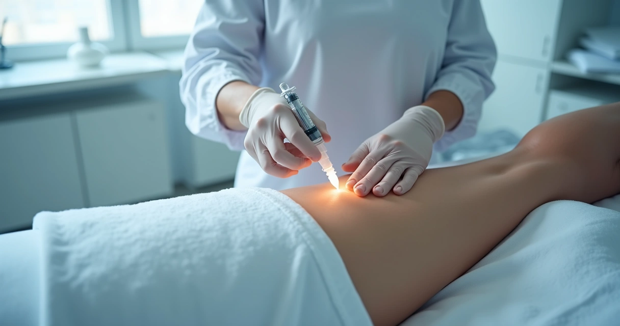 Aplicação de ácido hialurônico no pênis durante consulta médica 