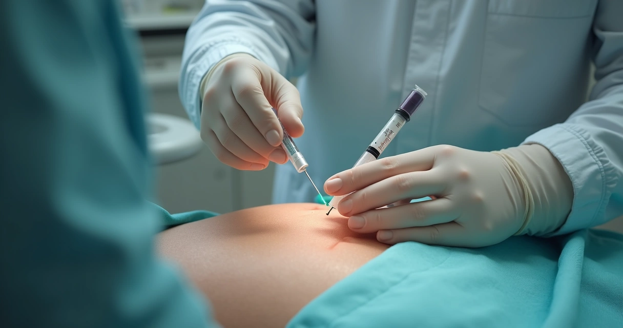 Médico manipulando cânula próxima ao pênis durante preenchimento peniano 