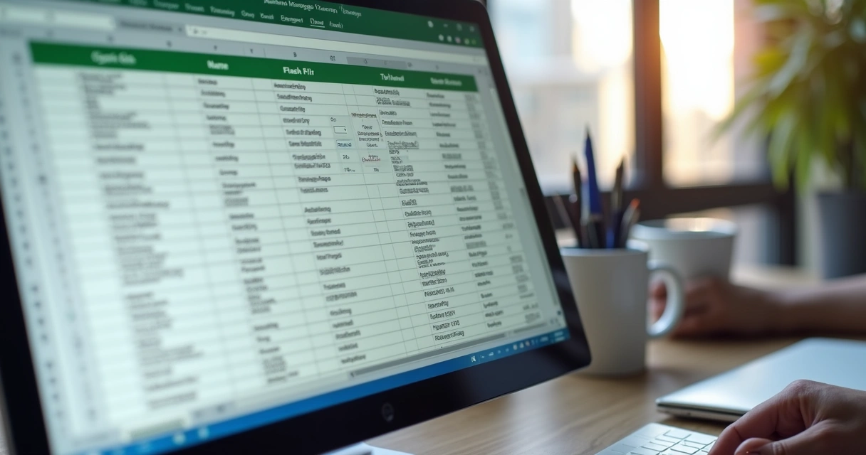 Planilha Excel mostrando preenchimento relâmpago de nomes 
