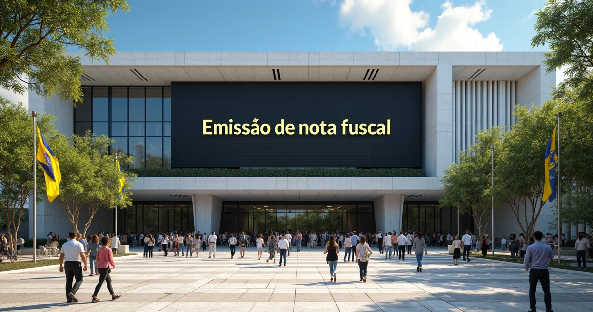 Prédio da prefeitura com letreiro emissor de nota fiscal