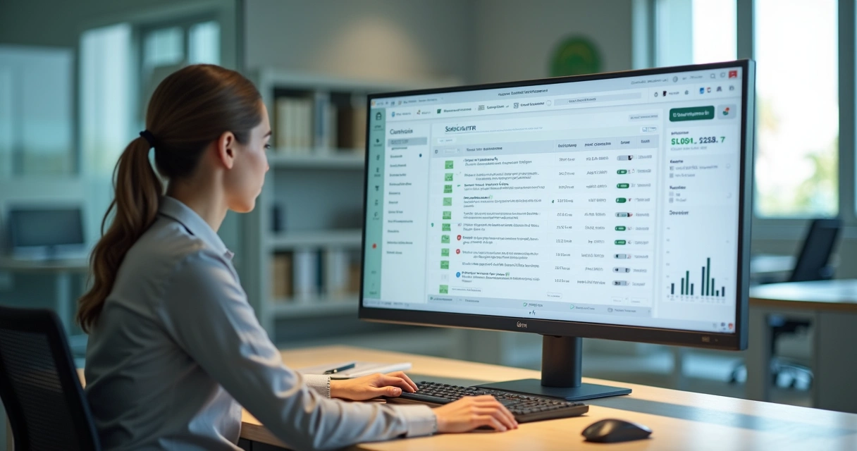 Servidor em prefeitura analisando ofícios digitais em tela com numeração organizada 