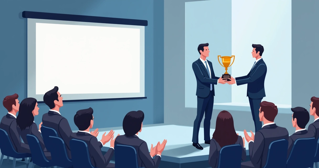 Cerimônia corporativa com entrega de troféu