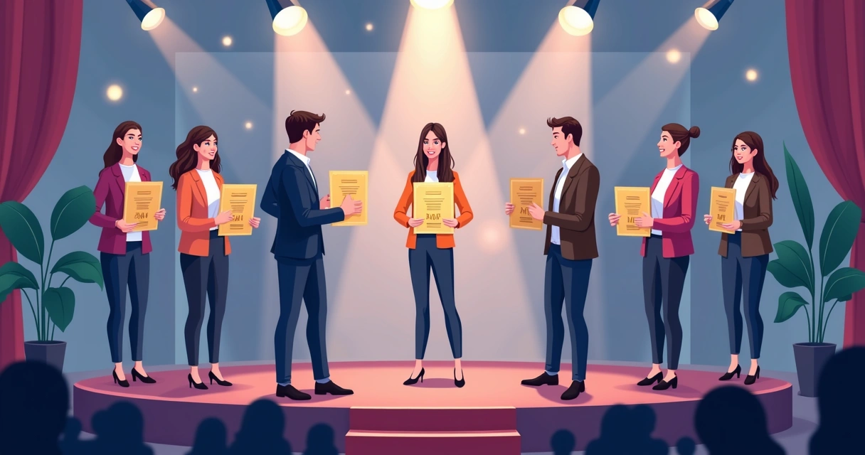 Premiação corporativa com placas metálicas para funcionários 