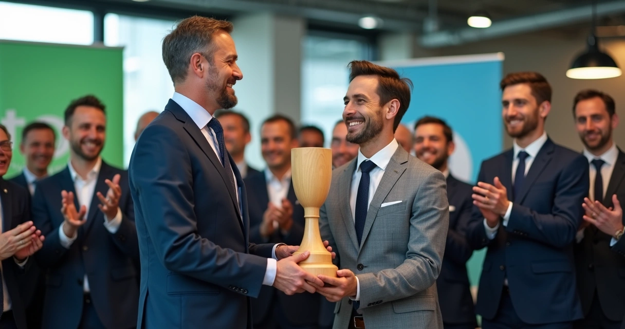 Premiação corporativa com troféus ecológicos 