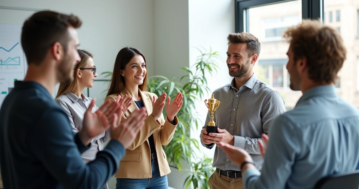 Reconhecimento do vendedor do mês em pequena empresa