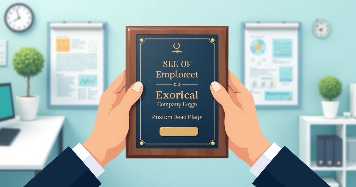 Placa de homenagem personalizada com nome do colaborador 