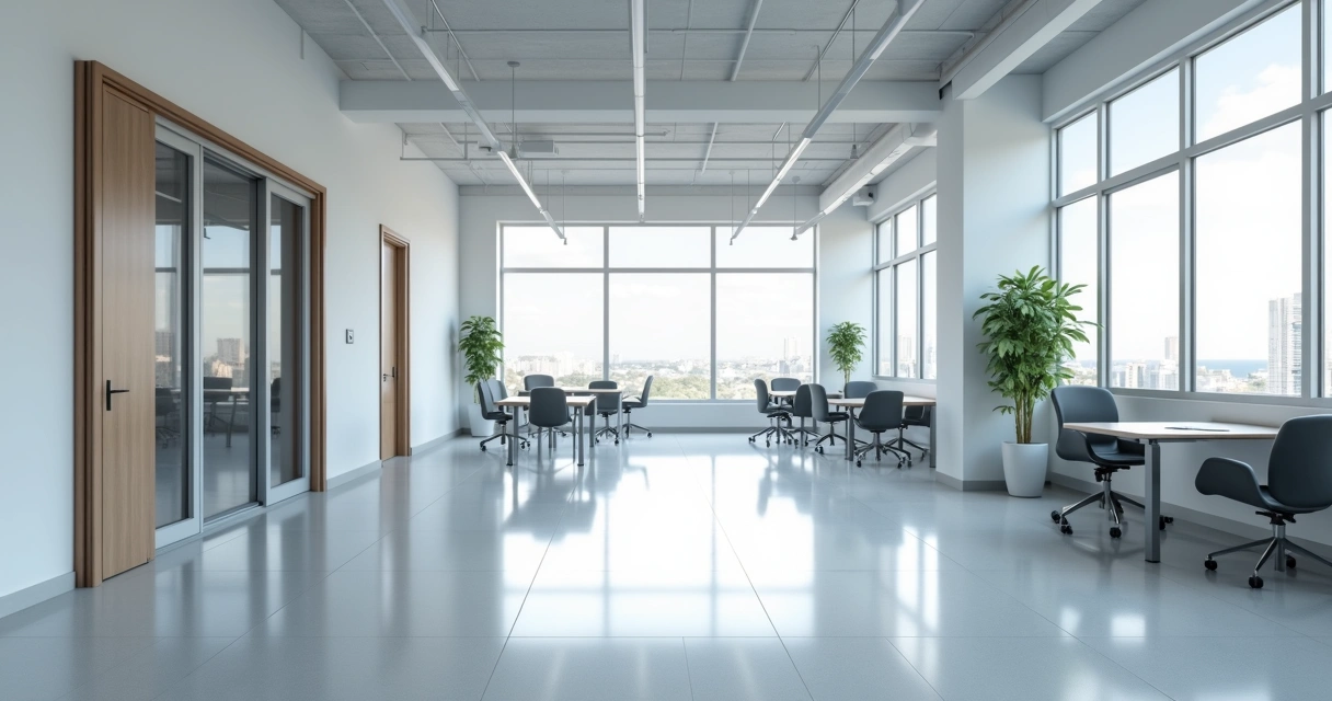 Sala comercial organizada e limpa pronta para visitação 