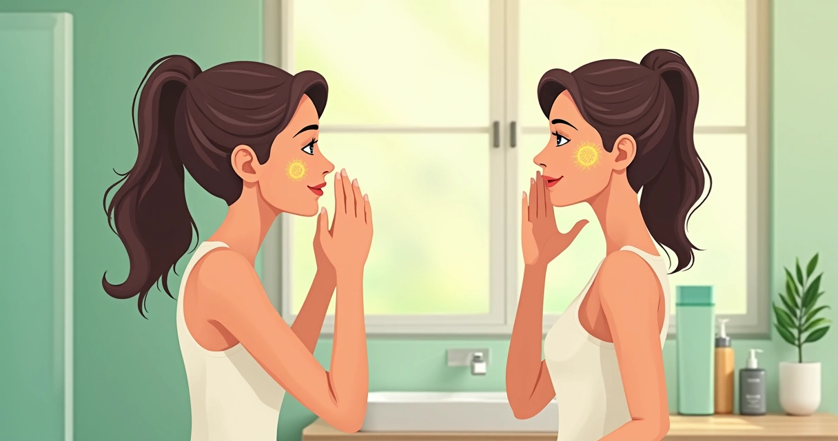 Mulher aplicando protetor solar no rosto, representando proteção antes do procedimento de laser 