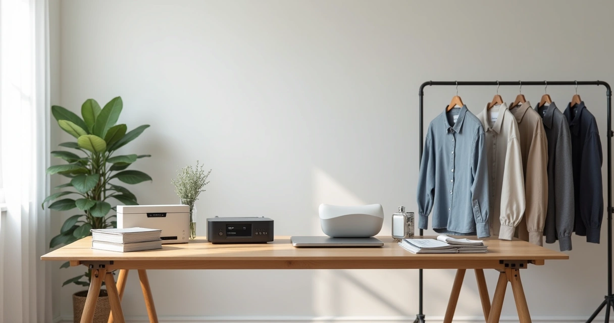 Produtos limpos e organizados em um estúdio pequeno 