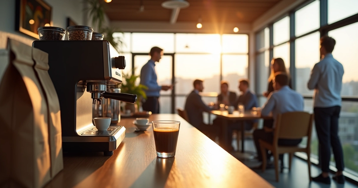Máquina de café preparando ristretto em xícara pequena 