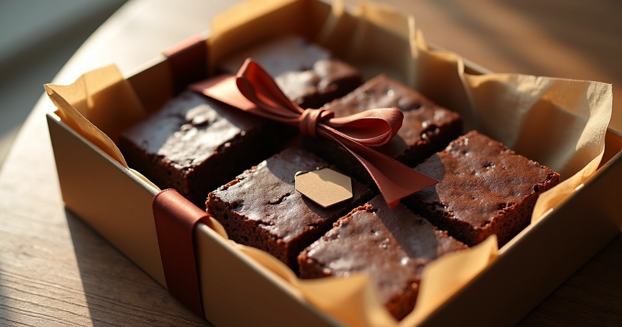 Brownies em caixa de presente com laço 