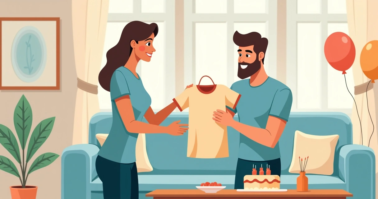 Pessoa presenteando camiseta personalizada com foto em festa 