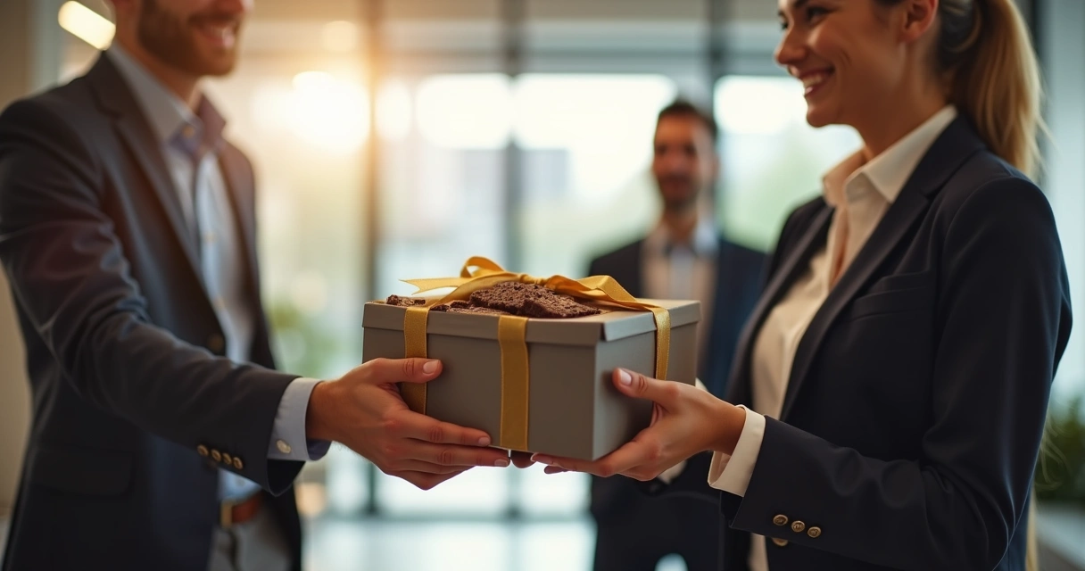 Entrega de caixa de brownies artesanais para colaborador corporativo 
