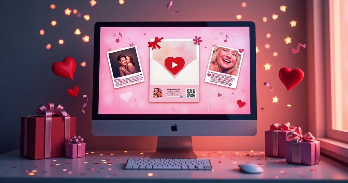 Coleção de presentes digitais criativos para amigo secreto em tela de computador 