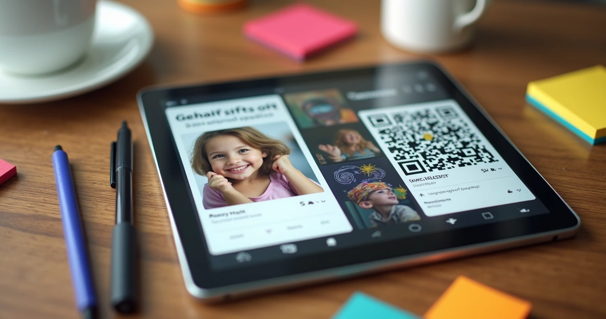 Presentes digitais personalizados em tela de tablet e celular 