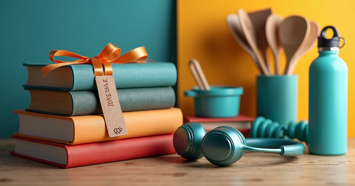 Presentes relacionados a hobbies como livros, utensílios de cozinha e esportivos 