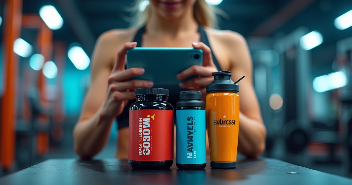 Pessoa fotografando porta-suprimentos personalizado, coqueteleira e garrafa térmica para rede social 