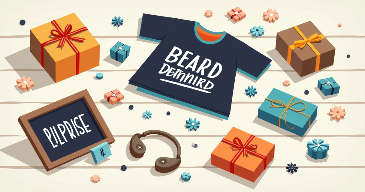 Vários presentes criativos para namorado sobre uma mesa