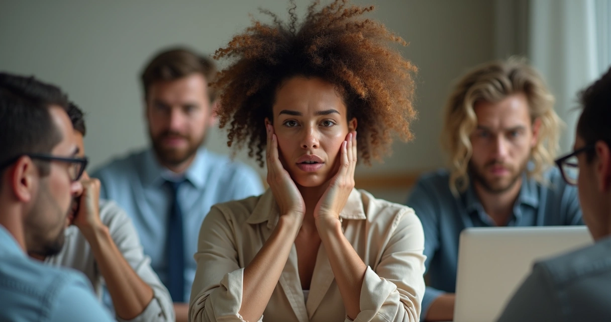 Equipe em uma sala de reuniões lidando com pressão no ambiente de trabalho 
