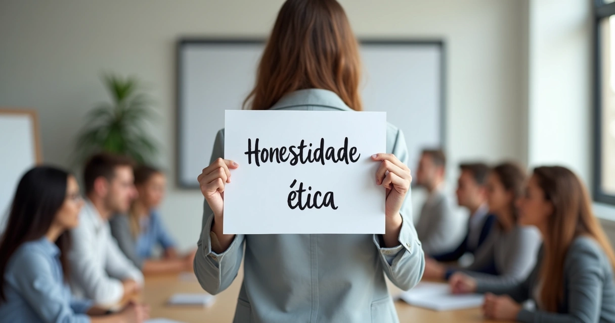 Pessoa segurando folha de papel com valores escritos, rodeada por outras pessoas 