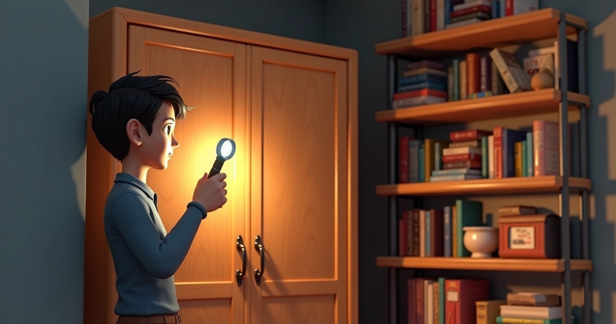 Pessoa inspecionando e limpando armário e livros contra traças e cupins. 