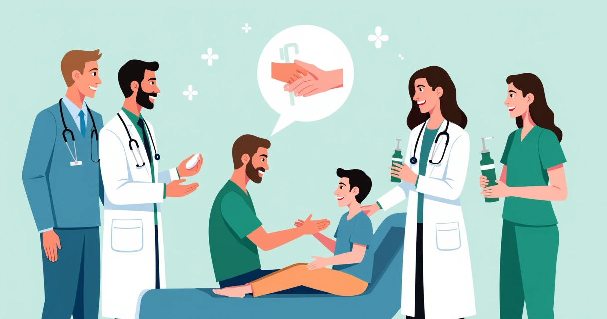 Drenagem e terapia antimicrobiana de abscessos cutâneos 3 Equipe de profissionais de saúde orientando família sobre prevenção de abscessos