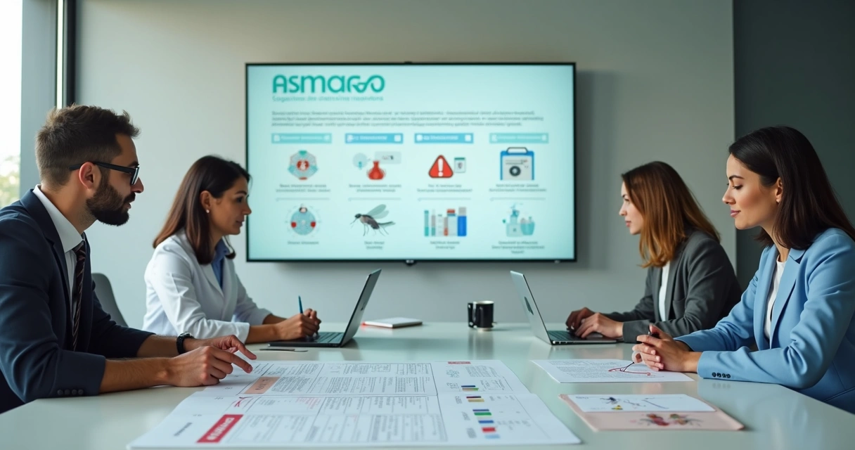 Equipe de RH em escritório analisando checklist de prevenção da dengue na empresa 