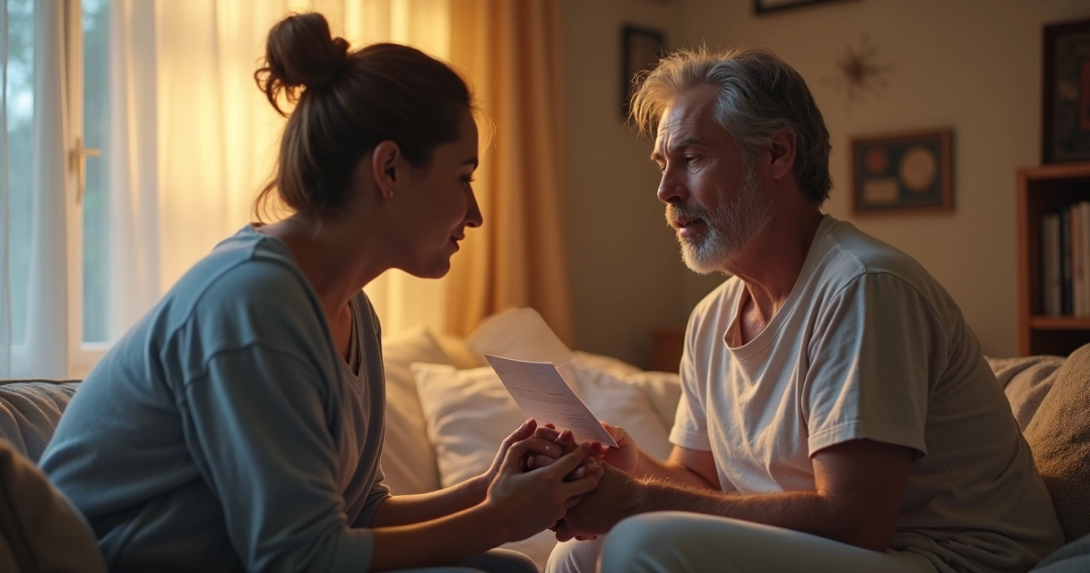 Casal conversando em ambiente íntimo sobre prevenção e saúde sexual
