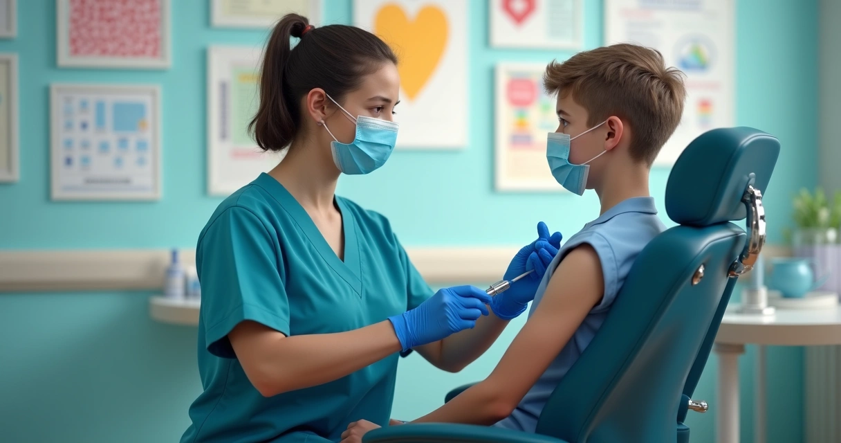 Vacina HPV sendo aplicada em adolescente 