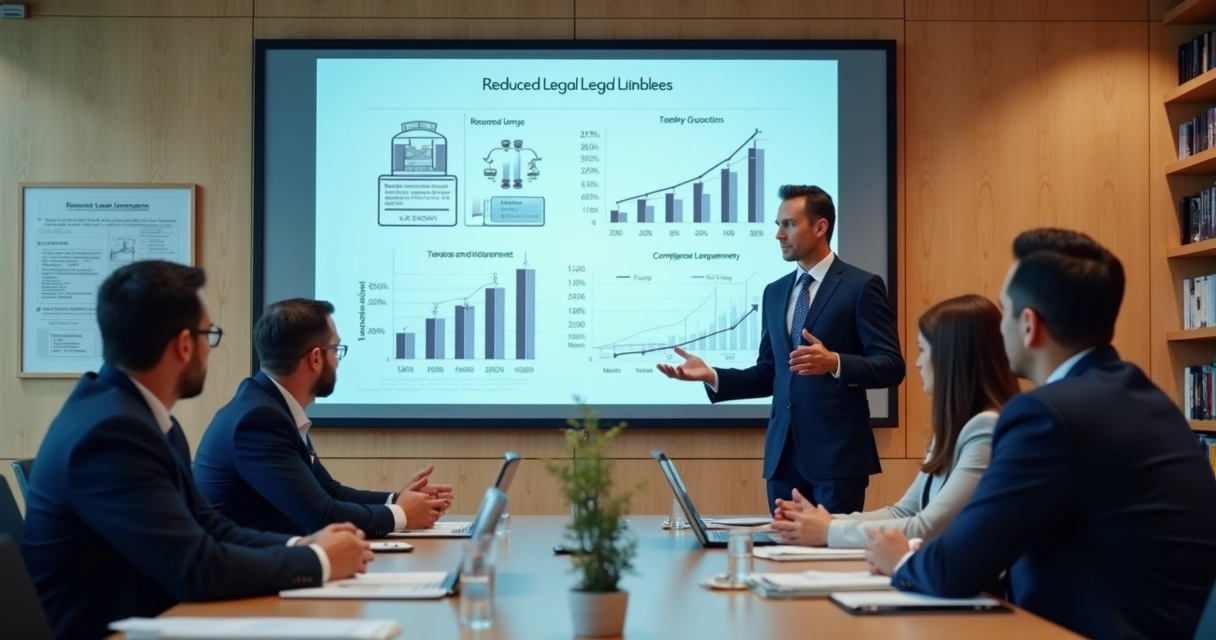 Reunião mostrando advogado prevenindo conflitos jurídicos. 