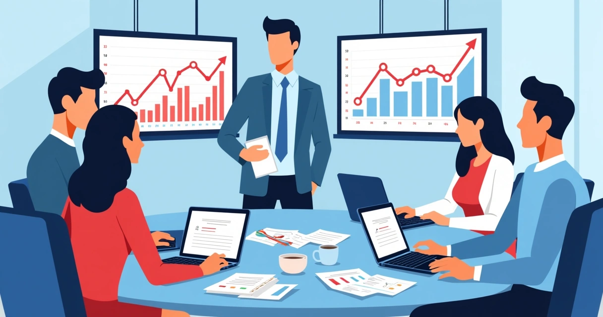 Equipe reunida analisando dados financeiros e identificando sinais de inadimplência. 