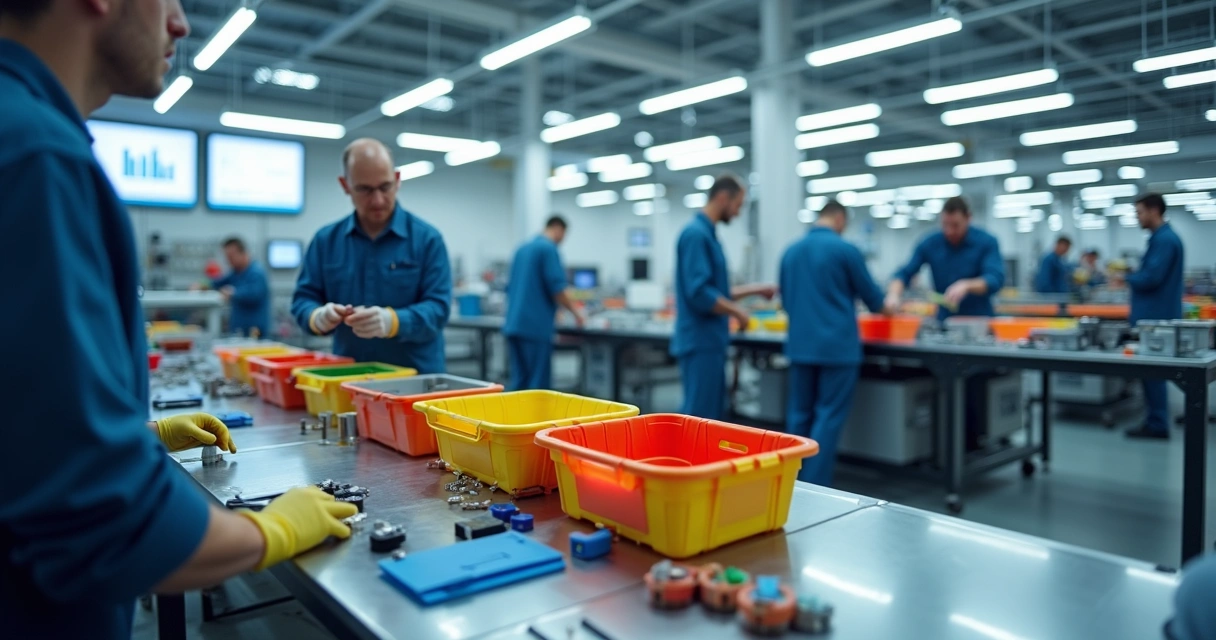 Processo industrial com dispositivos poka yoke instalados 