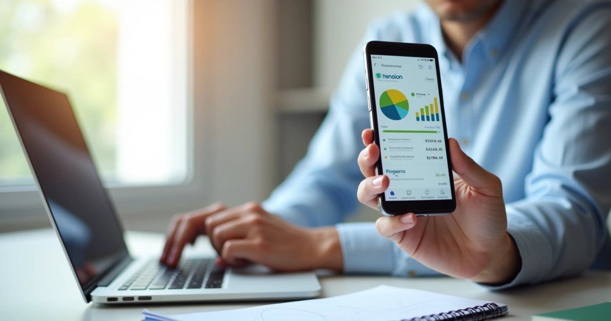 Pessoa analisando previdência privada digital no aplicativo no celular