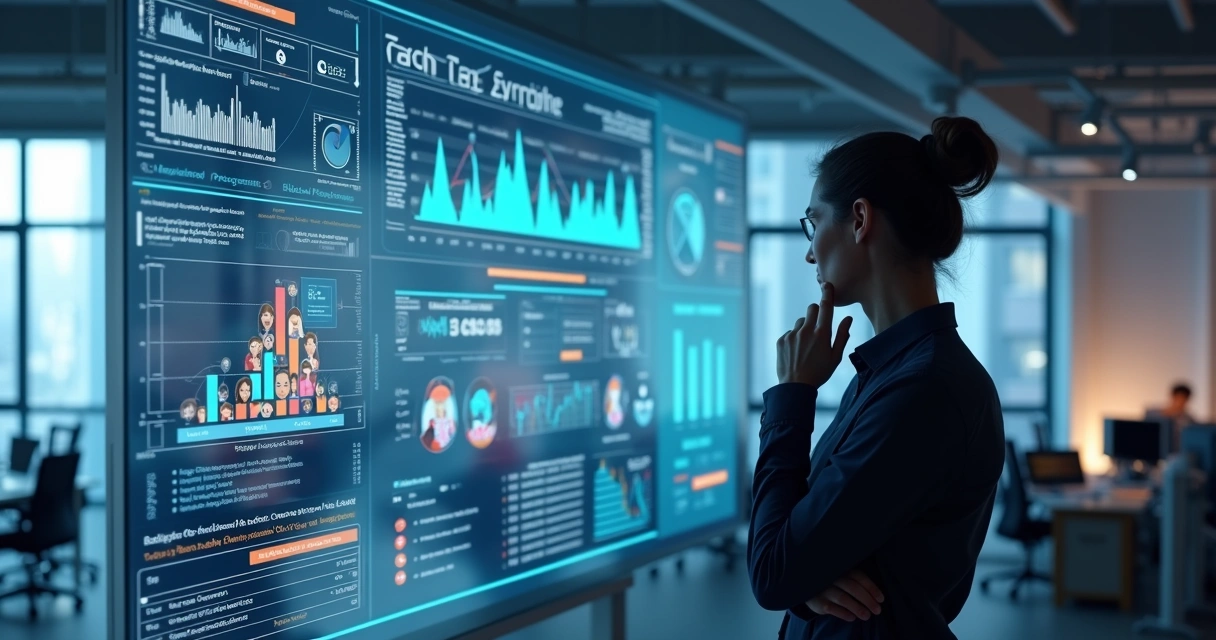 Painel digital mostrando previsão de absenteísmo em equipe de escritório. 