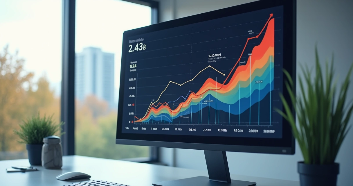 Monitor com gráficos de previsão de vendas usando IA