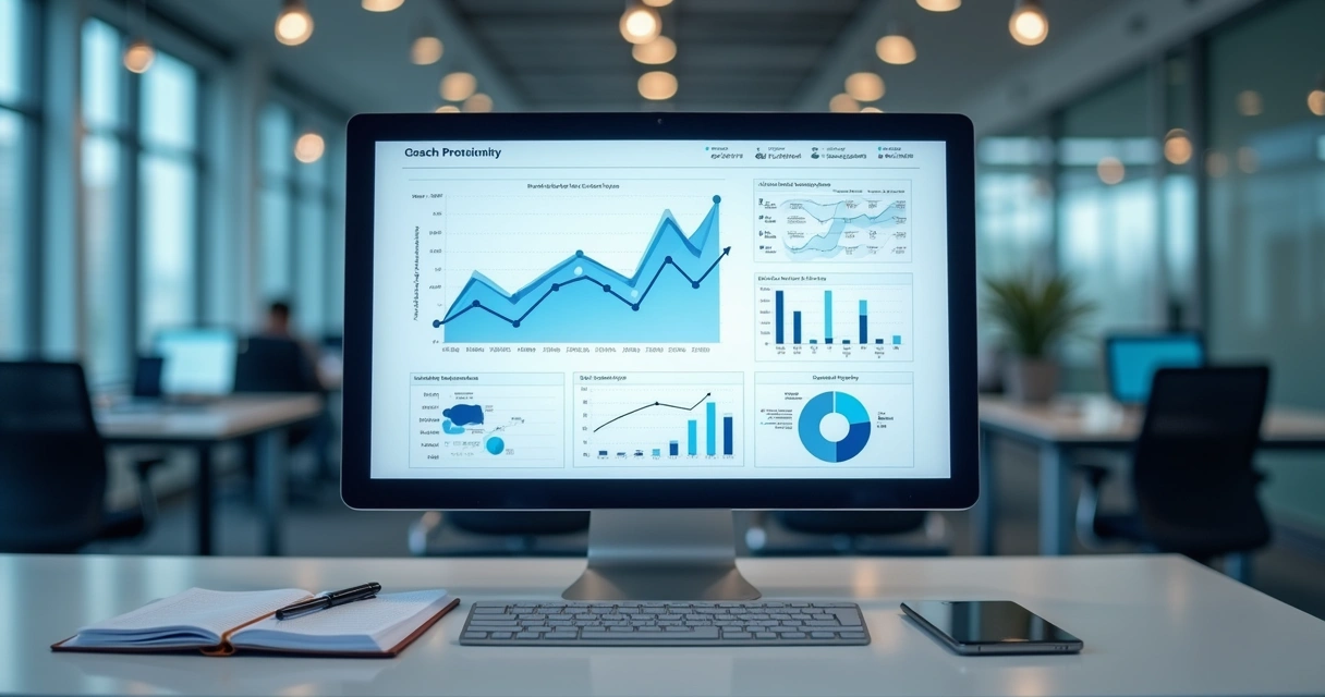 Gráficos de previsão de demanda e desempenho de vendas no computador 