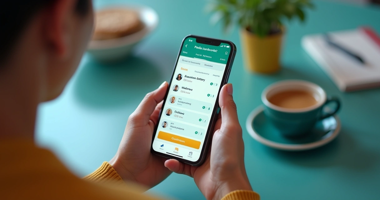 Pessoa usando aplicativo de apostas em eventos reais no celular 