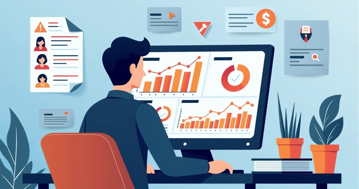 Análise gráfica de inadimplência em dashboard de computador 