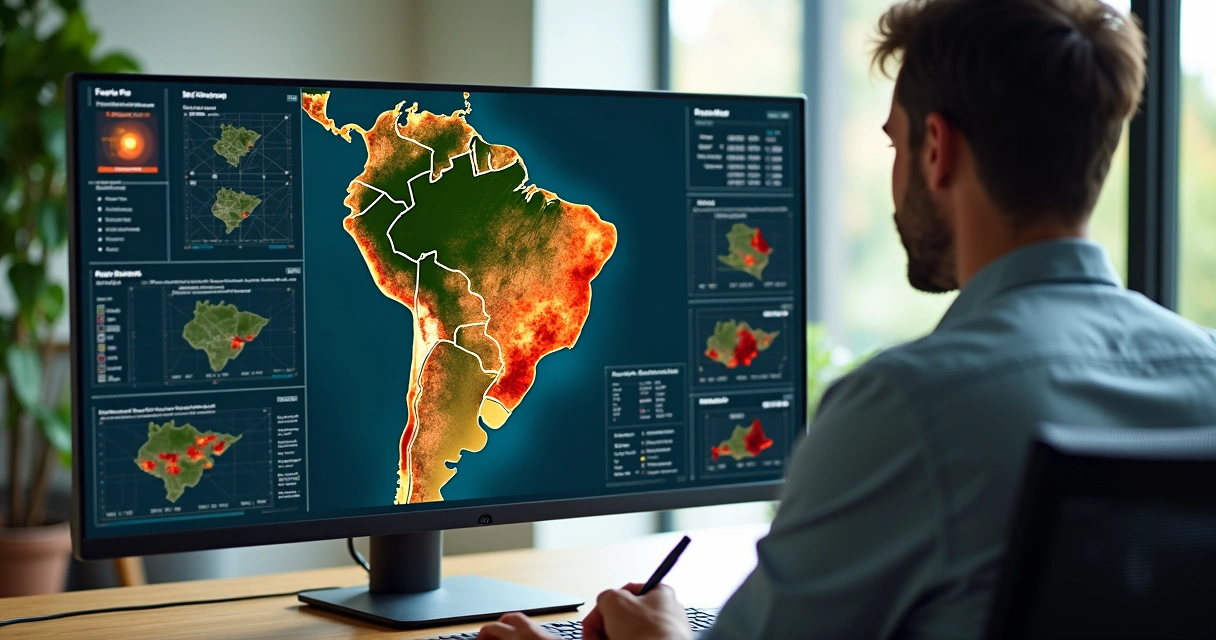 Previsão de incêndios florestais em tela de computador 