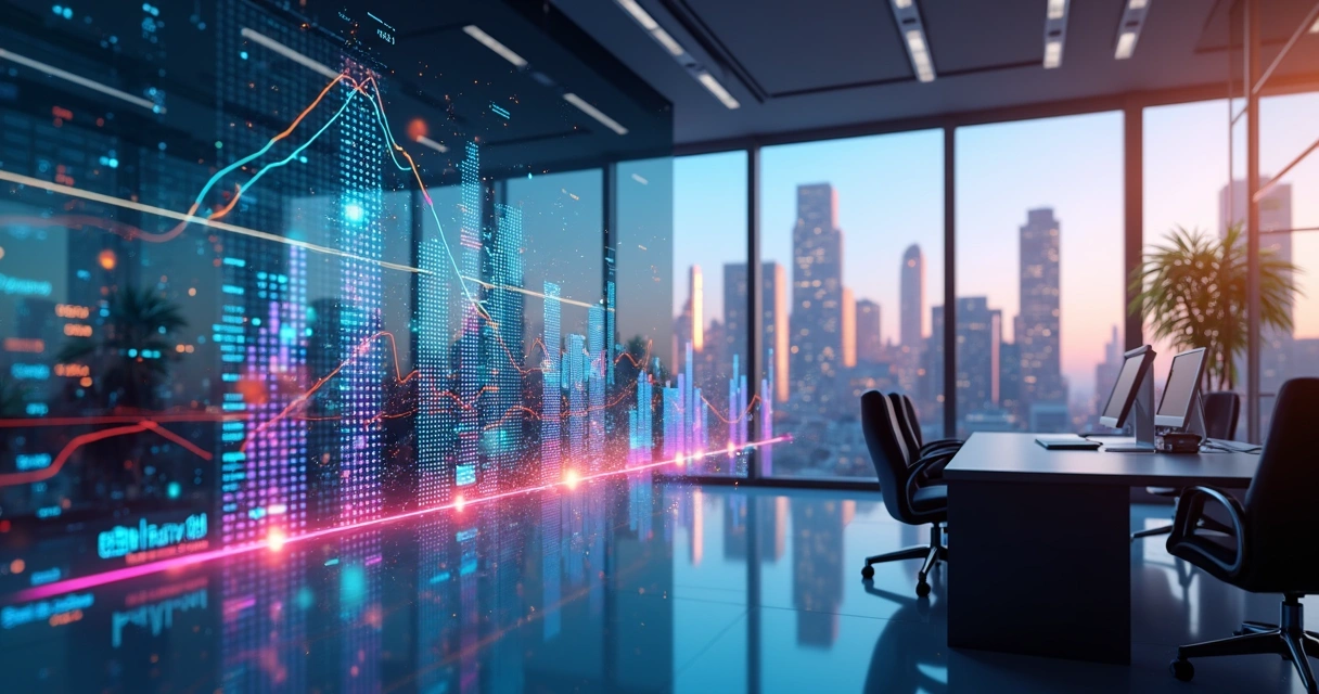 Gráfico de vendas imobiliárias com previsões automatizadas por IA 